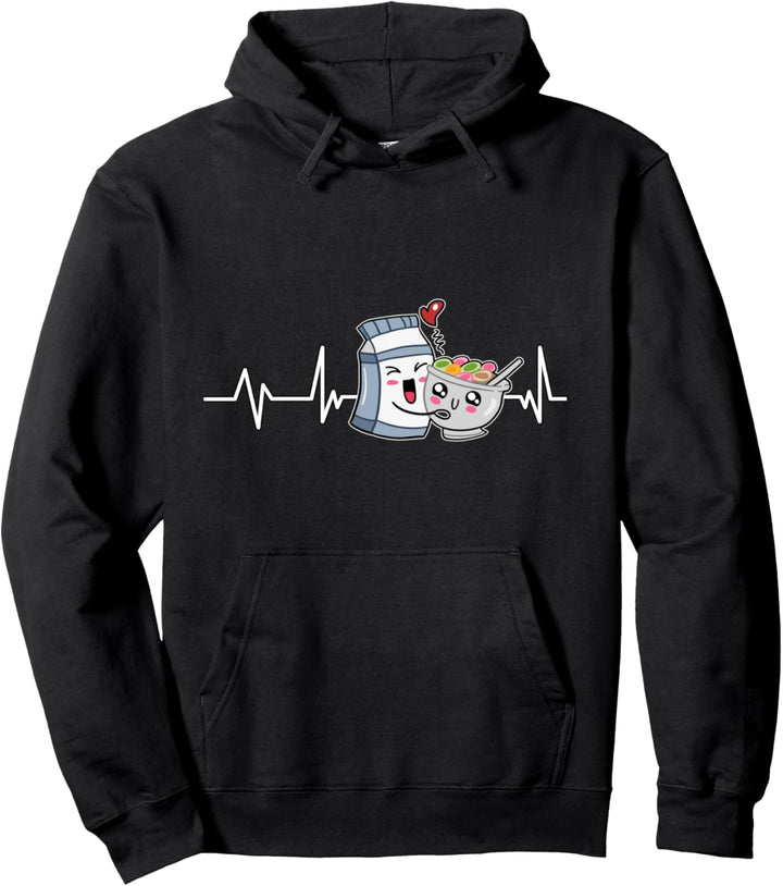 Müsli mit Milch Herzschlag Geschenk Valentinstag Pullover Hoodie