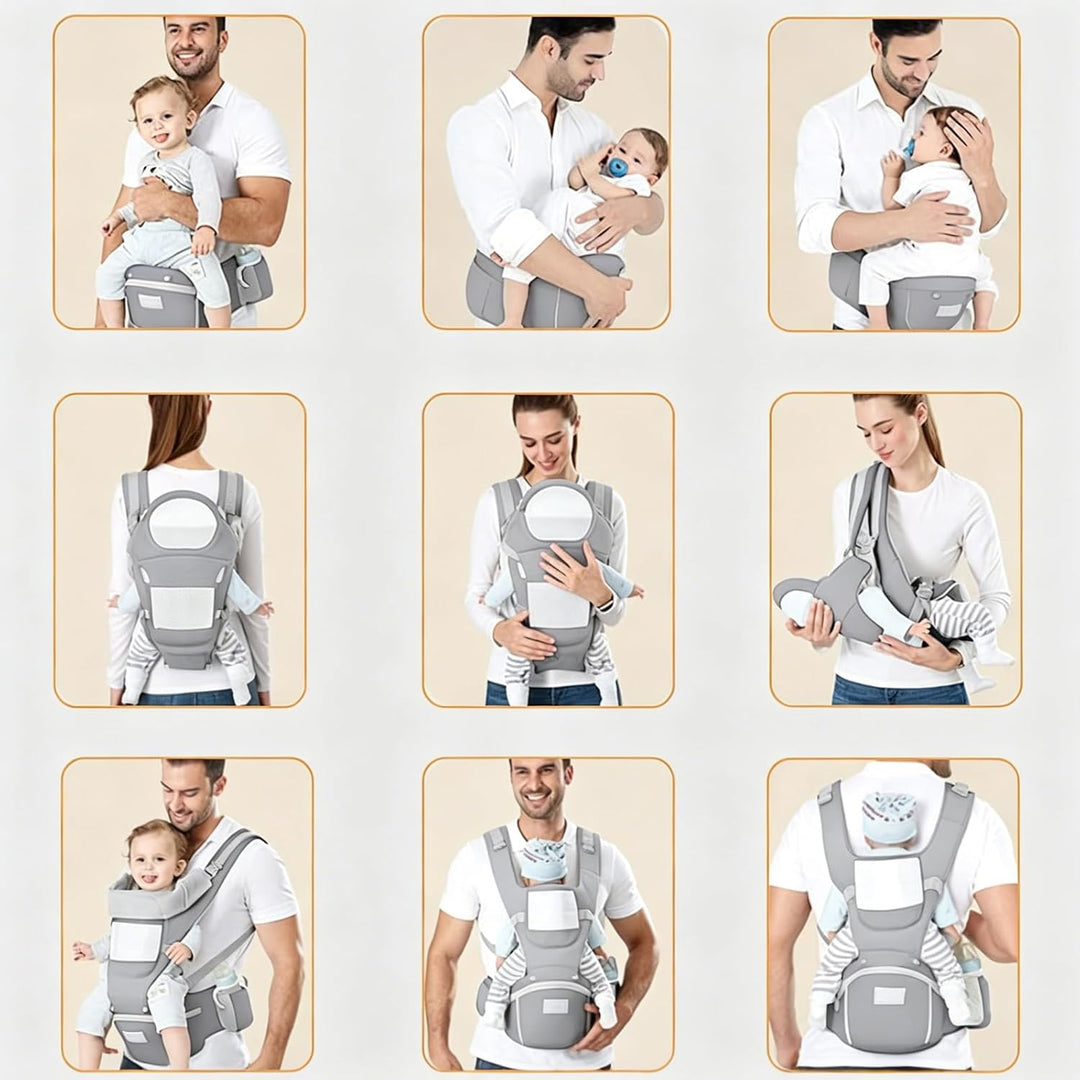 Azeekoom Babytrage Ergonomischemit Hüftsitz, Baumwolle Kindertrage Dorsal und Ventral, Leicht Atmung