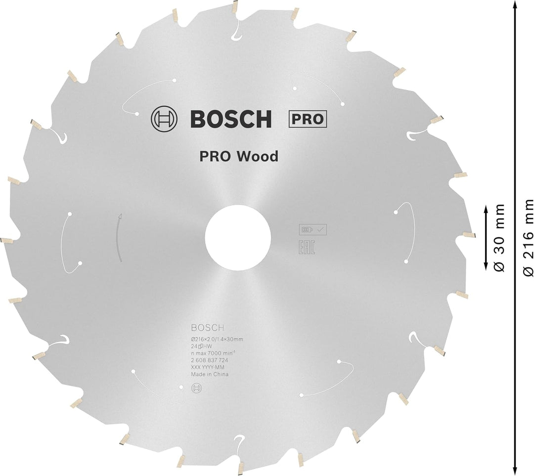 Bosch Accessories 1x Kreissägeblatt Standard for Wood (Holz, Sägeblatt Ø 216 x 30 x 1,7 mm, 24 Zähne