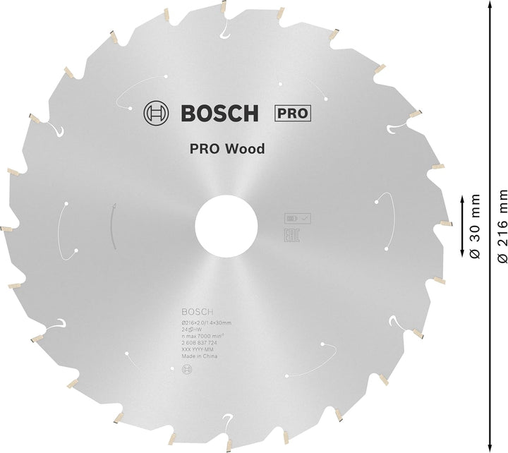 Bosch Accessories 1x Kreissägeblatt Standard for Wood (Holz, Sägeblatt Ø 216 x 30 x 1,7 mm, 24 Zähne