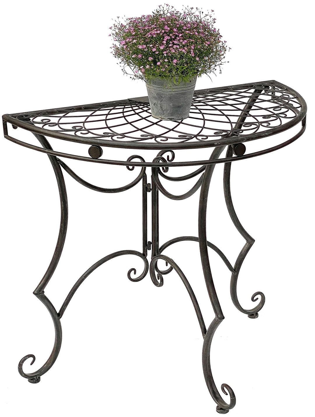 DanDiBo Tisch Halbrund Wandtisch 96000 Beistelltisch Metall 80 cm Gartentisch Halbtisch Halbrundtisc
