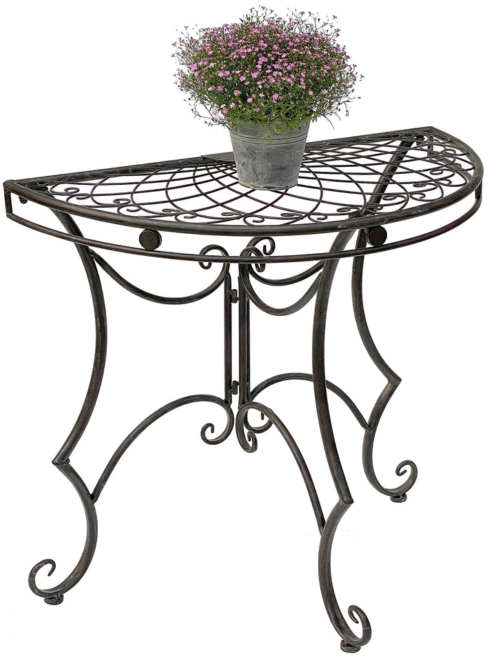 DanDiBo Tisch Halbrund Wandtisch 96000 Beistelltisch Metall 80 cm Gartentisch Halbtisch Halbrundtisc