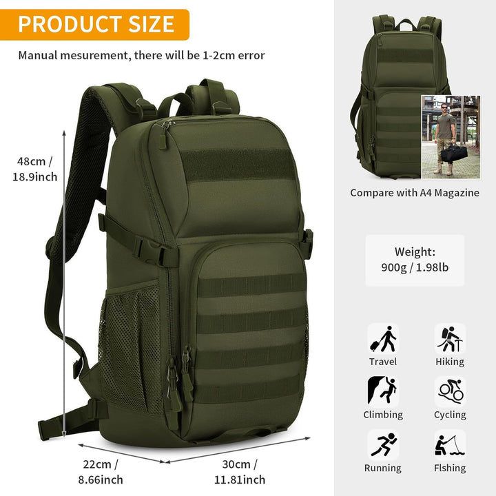 Molle Rucksack Herren Wanderrucksack Taktischer Backpack Schulrucksack 900D Nylon Mehrere Tasche Day
