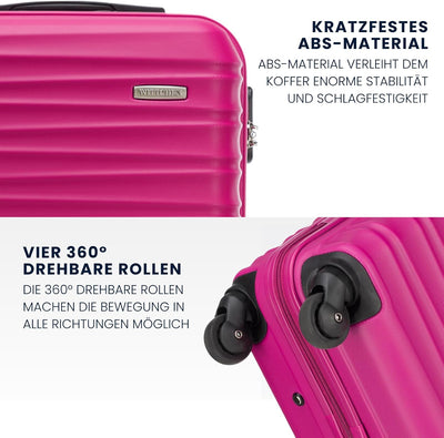 WITTCHEN Reisekoffer 3er Koffer-Set Rollkoffer Trolley Handgepäck Hartschale aus ABS mit 4 Spinner-R