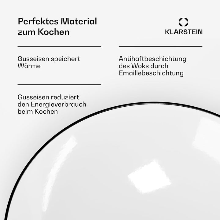 ToCis Big BBQ Wok-Pfanne aus Gusseisen, Emaillierte Pfanne &amp; Wok, Grosse &amp; Tiefe Beschichtete Pfanne