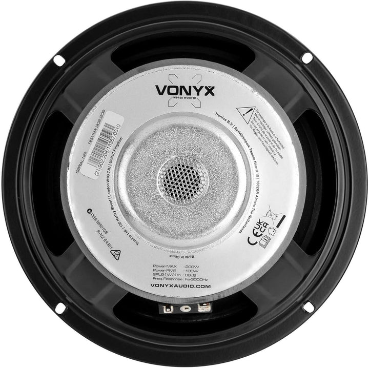 Fenton WP20 - HiFi Basslautsprecher, 20 cm PP-Membran Chassis Ersatz Lautsprecher, 250 Watt - 8 Ohm