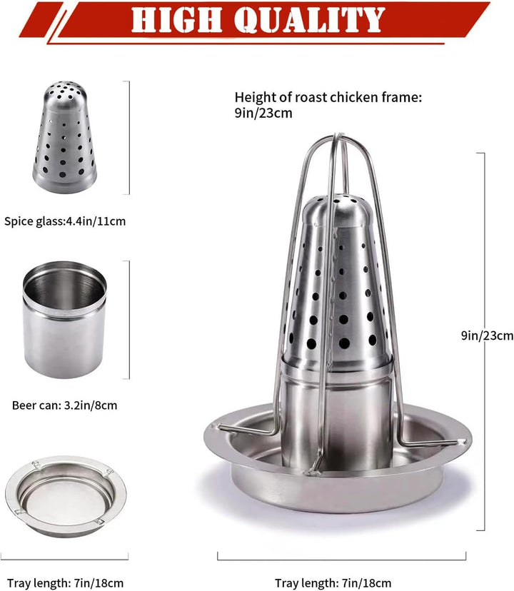 DROMEDARY Edelstahl Hähnchenhalter,Hähnchenbräter,Geflügelbräter,Bierdose Hähnchengriller,Grillgeste