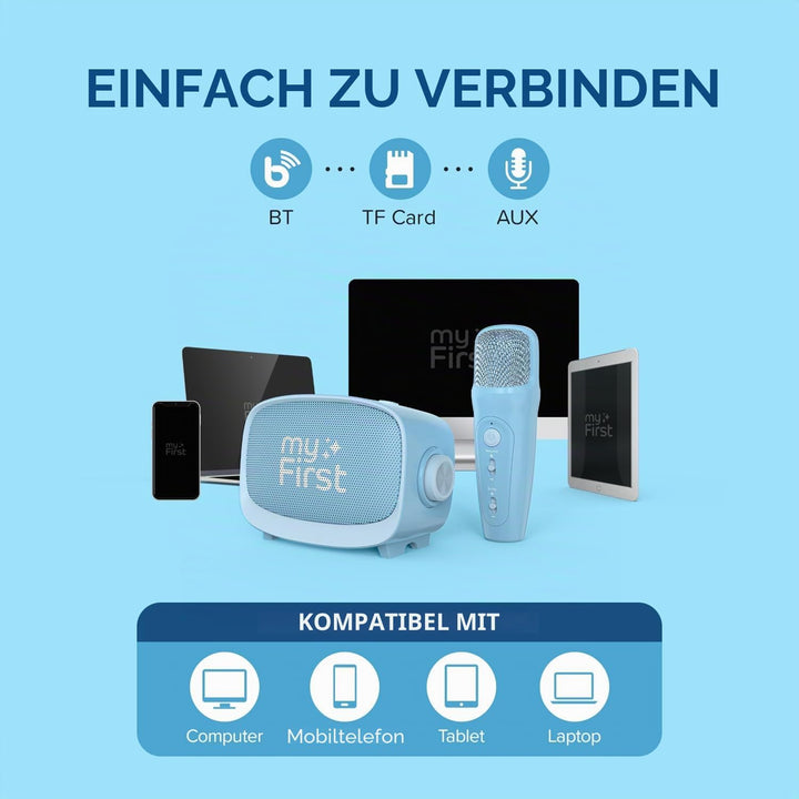 myFirst Voice 2 Karaoke für Kinder – Tragbare kabellose Karaoke-Maschine mit Bluetooth, Echo-Verstär