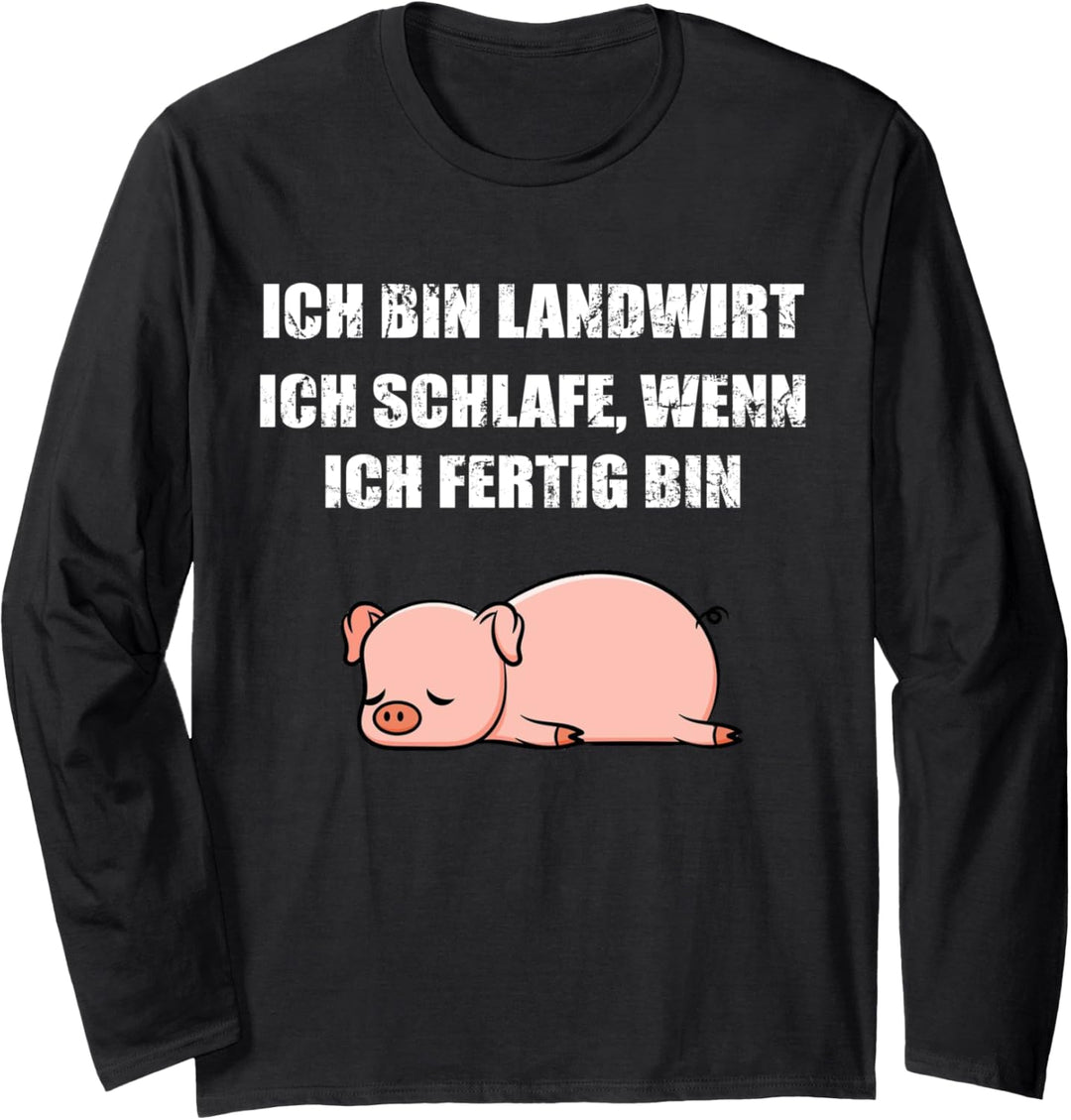 Landwirt Landwirtschaft Schweine-Bauer Ferkel Schwein Langarmshirt