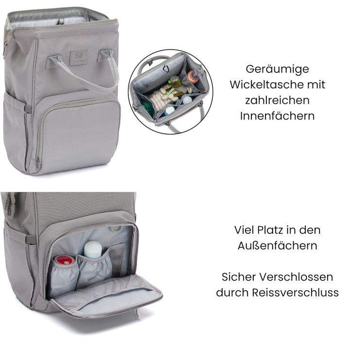 Fillikid Wickelrucksack Barcelona | Geräumiger & stylischer Rucksack mit vielen Fächern, isoliertem