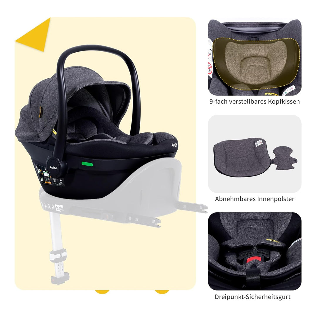 Jovikids Babyschale, Stufenlos verstellbare Liegeposition, Gruppe 0/0+ (40-87 cm) Baby Autositz mit