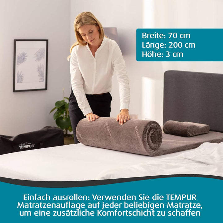 TEMPUR Reiseset 3-teilig mit praktischem Trolley, Reise-Nackenkissen sowie Reisematratze für Unterwe