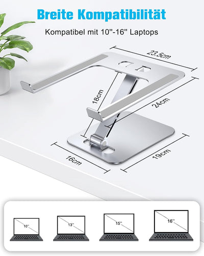 Babacom Laptop Ständer Höhenverstellbar, Faltbarer Laptop Stand aus Aluminiumlegierung Ergonomischer