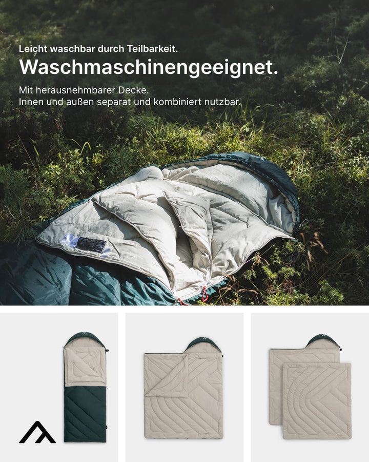 qeedo Fellow Deckenschlafsack Baumwolle Erwachsene (220 x 90cm), Dachzeltschlafsack, Doppel Schlafsa