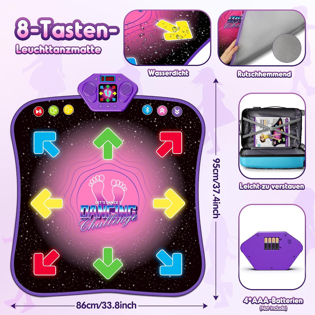 Tanzmatte für Kinder ab 6-8 Jahre Geschenke für Mädchen Tanzmatte mit Bluetooth Beleuchtete Musikmat