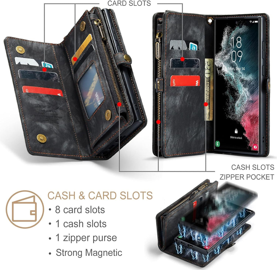 UFinetech 2-in-1 Luxus Samsung Galaxy Note 20 Hülle Case Tasche Magnetische Gute Flip Kartenfach Ket