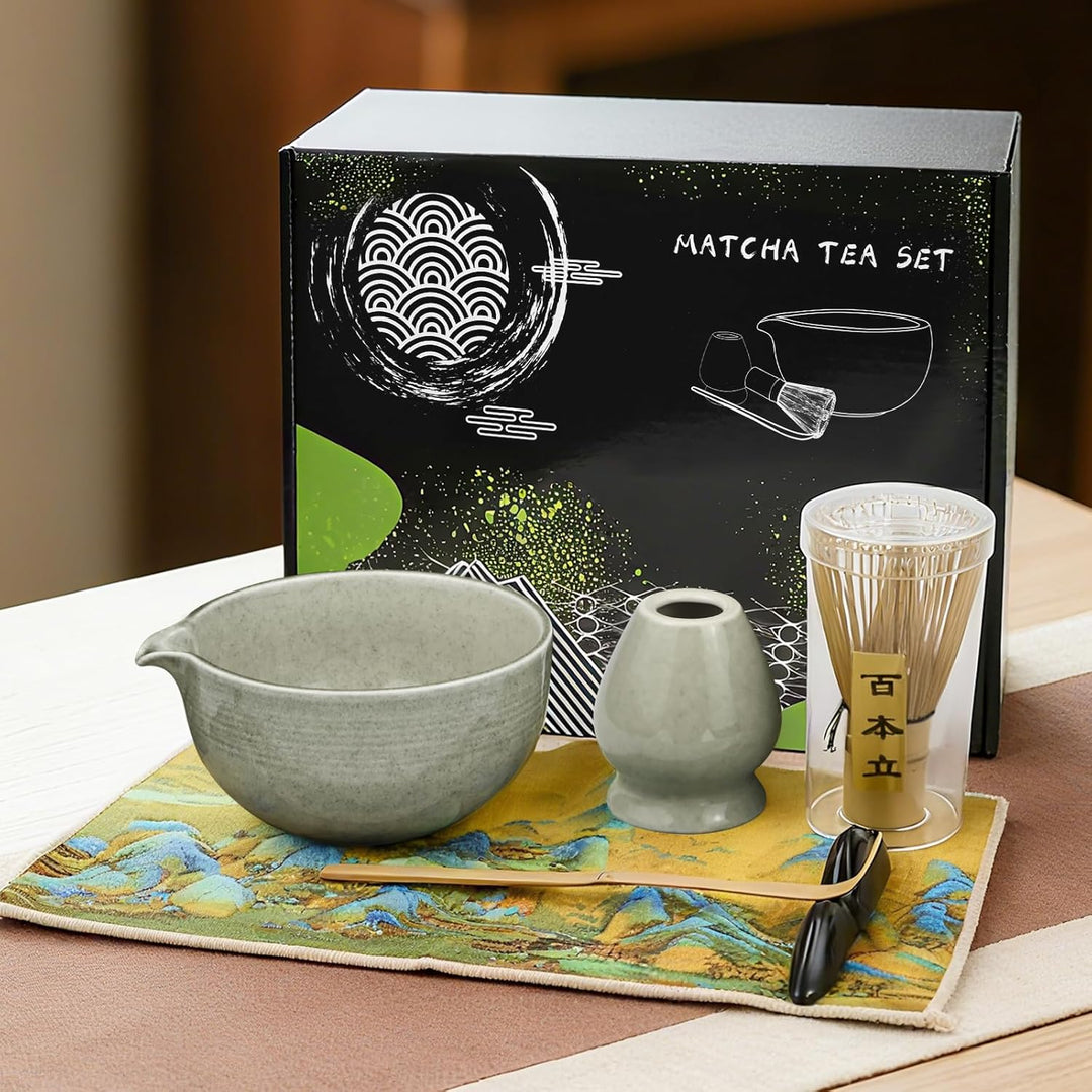 Matcha Set,7 Stück Macha Tea Set mit Matcha Filtersieb, Matcha-Besen, Matcha Schale, Matcha Löffel T