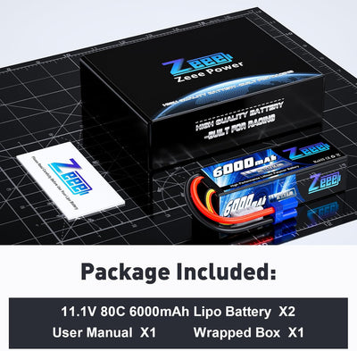 Zeee 3S Lipo Akku 11,1V 80C 6000mAh Hardcase Batterie mit EC5 Stecker für RC Car RC Truck RC Auto Bo