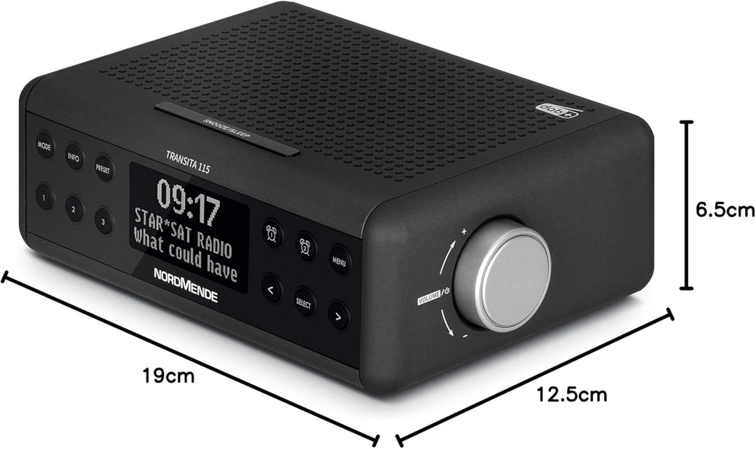 Nordmende Transita 115 – Digital-Radiowecker (DAB+/UKW Uhrenradio mit doppeltem Alarm, Sleep Timer,