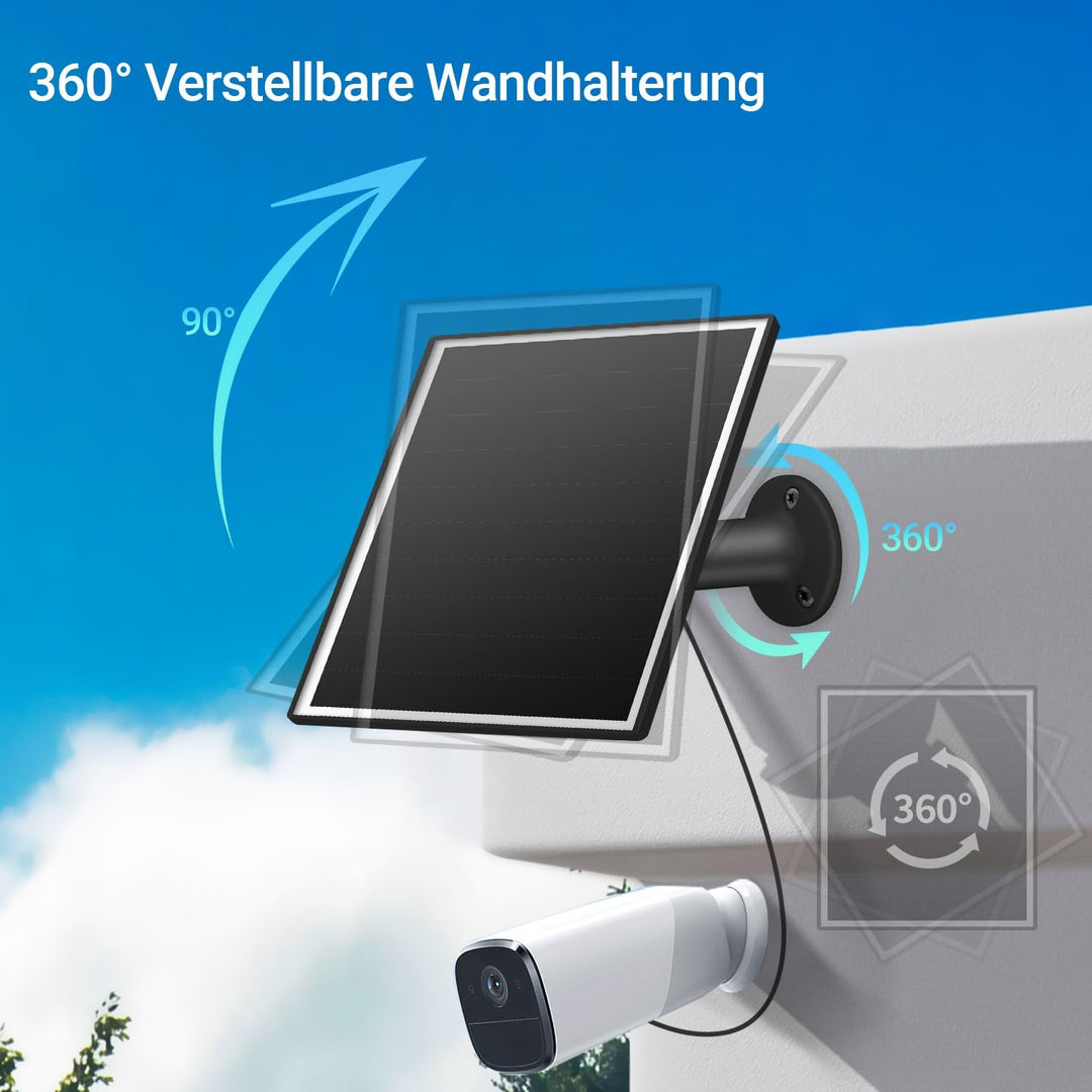 6W Solarpanel für draussen installierte Überwachungskameras mit Micro-USB- und USB-C-Anschluss, Sola