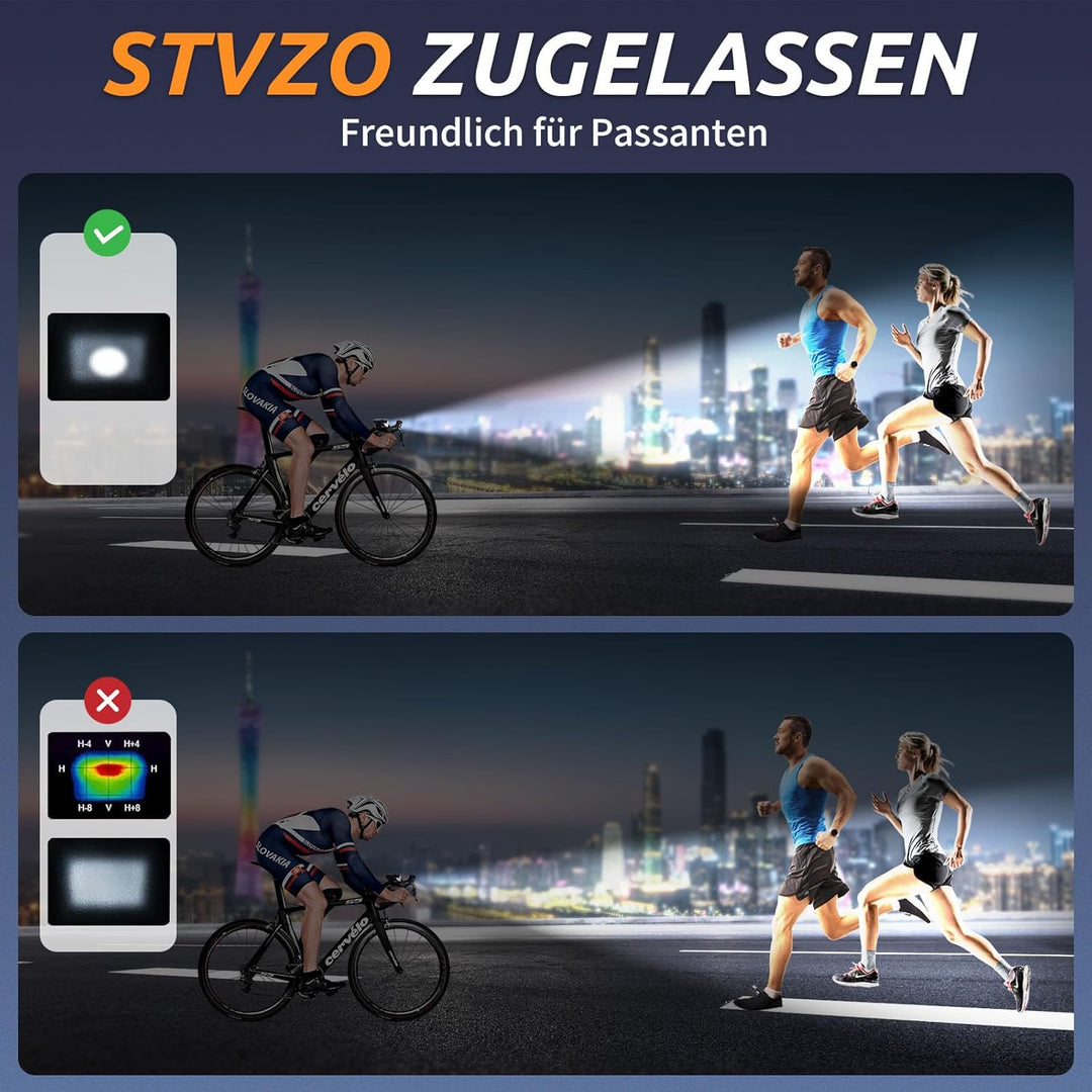 Fahrrad Licht Set Powerful USB, Fahrradlampe Vorne und Hinten Rechargeable, Wasserdicht IPX6, Kabell