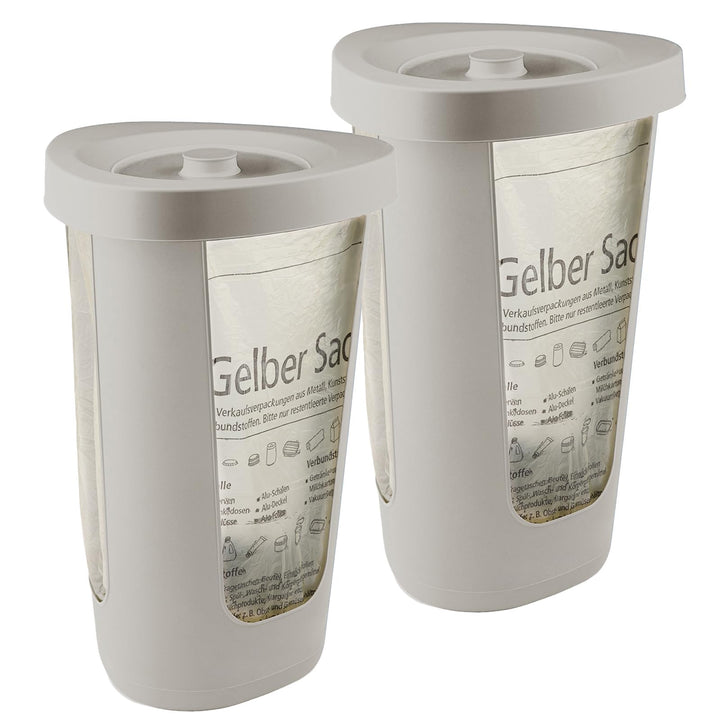Rotho Fabu 2er-Set Müllsackständer gelber Sack mit Deckel, Kunststoff (PP recycelt), (40.0 x 40.0 x