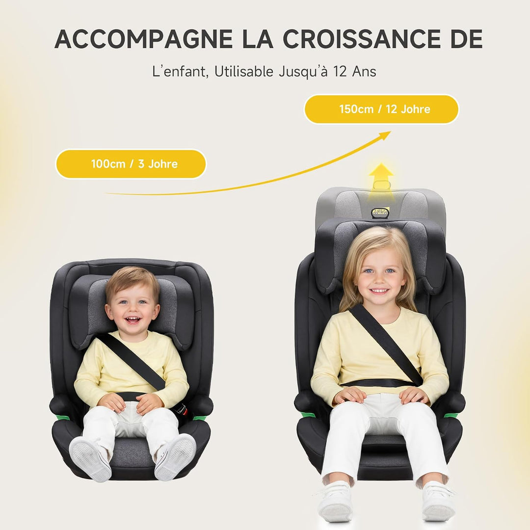 i-Size R129 Kinderautositz für 3,5 bis 12 Jahre (100-150 cm), Mit verstellbarer Rückenlehne, Kopfstü