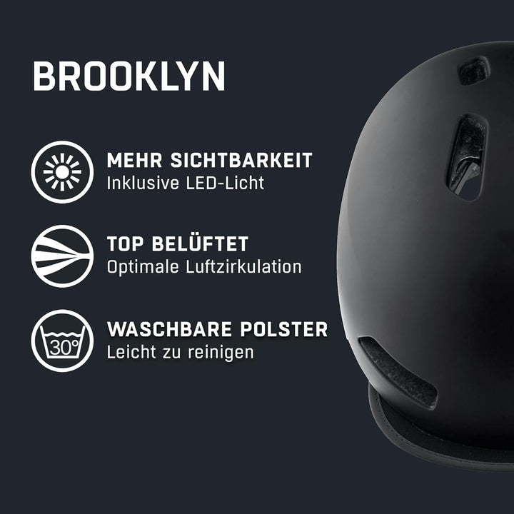 ALPINA BROOKLYN - Beleuchteter, Robuster und Komfortabler Urban Fahrradhelm Mit LED-Licht Für Erwach