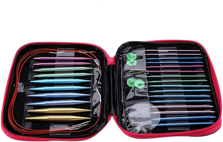 Stricknadeln, austauschbare Nadeln Set Bunte Rundstricknadeln aus Aluminium Ring Set Strickzubehör f