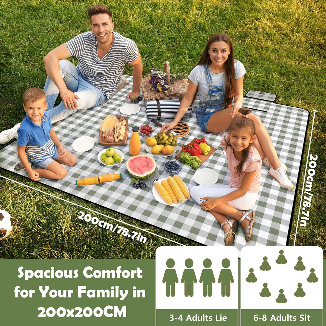 Picknickdecke wasserdicht, Extra grosse Picknickmatte 200x200 cm, sandabweisend waschbar Camping Str