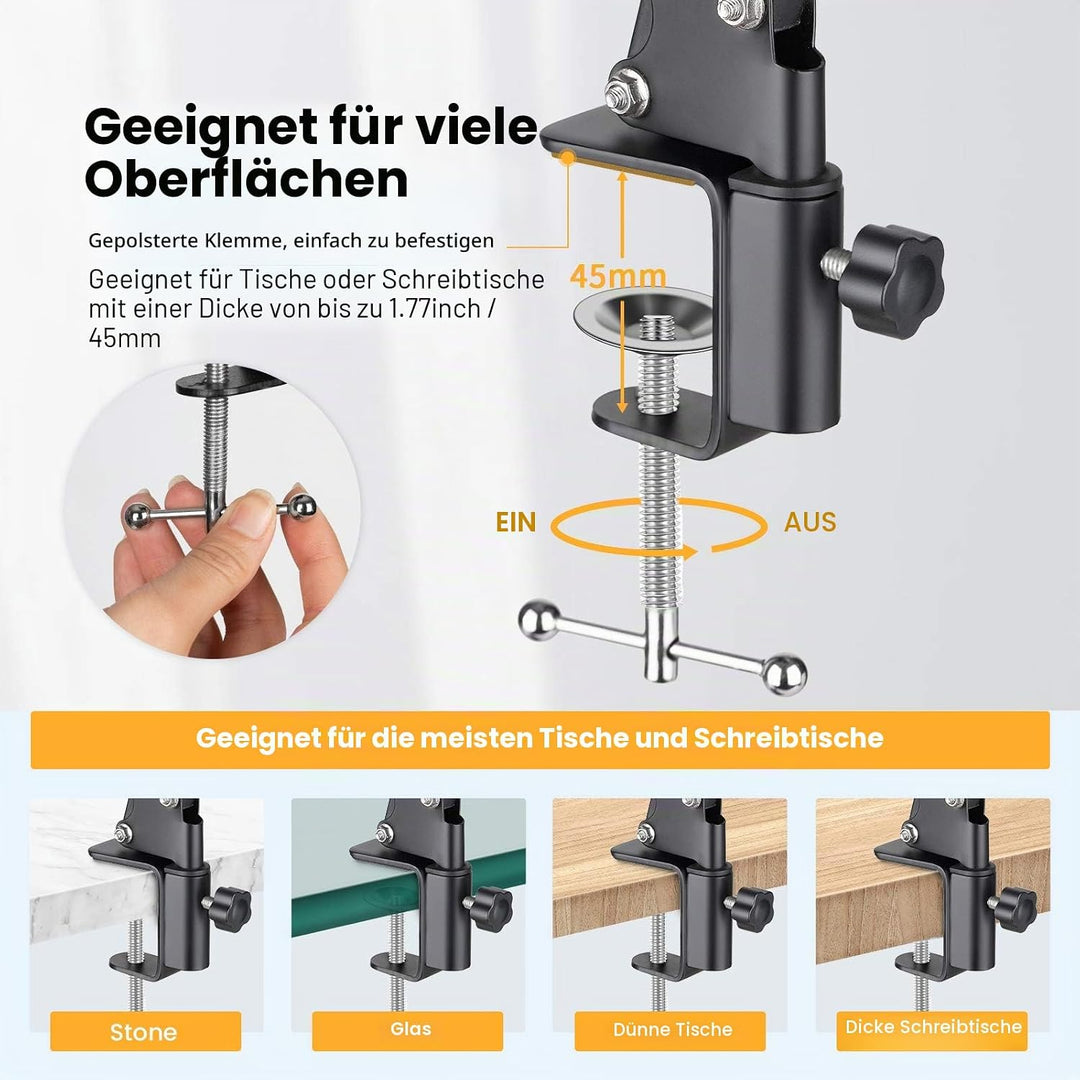 TARION Handy Gelenkarmhalterung mit Smartphone Klemme und 1/4 Zoll Schraube Langarm Handyhalter Gele