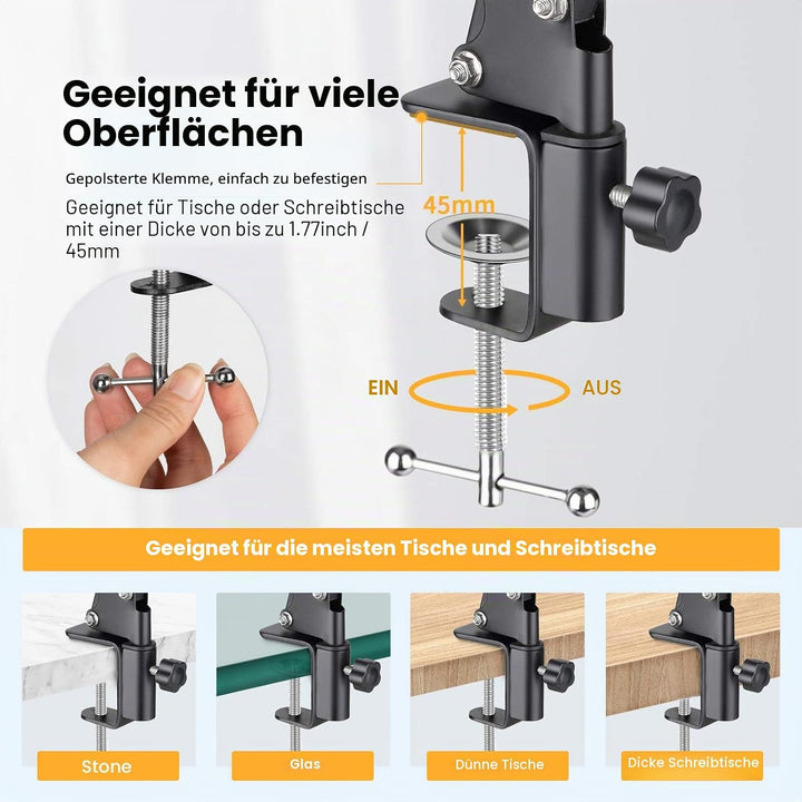 TARION Handy Gelenkarmhalterung mit Smartphone Klemme und 1/4 Zoll Schraube Langarm Handyhalter Gele