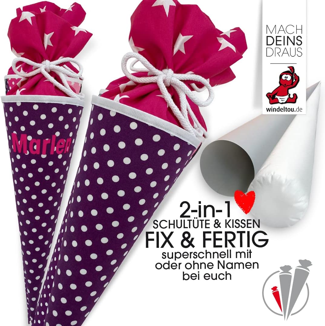 Hochwertige 35 cm Schultüte, Zuckertüte in LILA | Start deiner Kreativität | Ideal zur Gestaltung mi