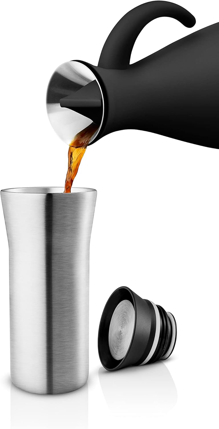 EVA SOLO | City to Go Cup 0,35l Steel/Black | Praktischer doppelwandiger Thermobecher, der Sich einf