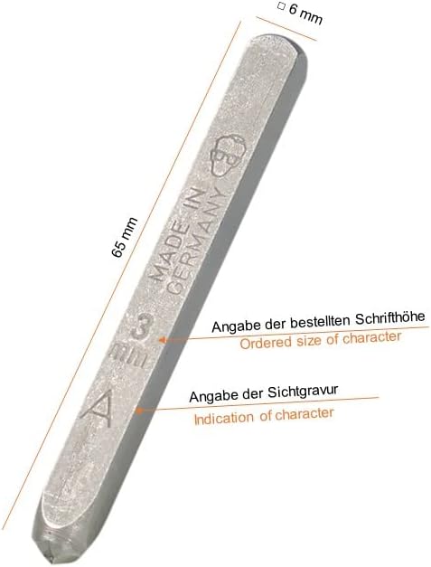 GRAVUREM-S Standard Schlagzahlen und -buchstaben 0-9 + A-Z,& (Kombination) / Schrifthöhe 1,5mm 1,5 m