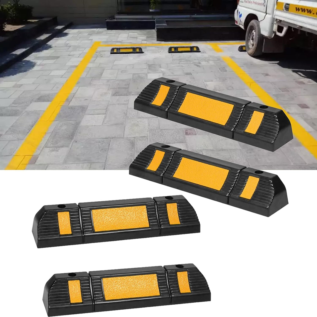 HENGMEI 4X Parkplatzsperre Garagenstopper Gummi Radstopper Parkplatzbegrenzer Anfahrschutz Parkplatz