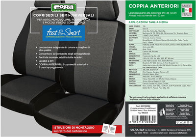 Cora 000129582 Fast & Smart Sitzbezüge vorne Auto, mittelgross, Ron-Antracite