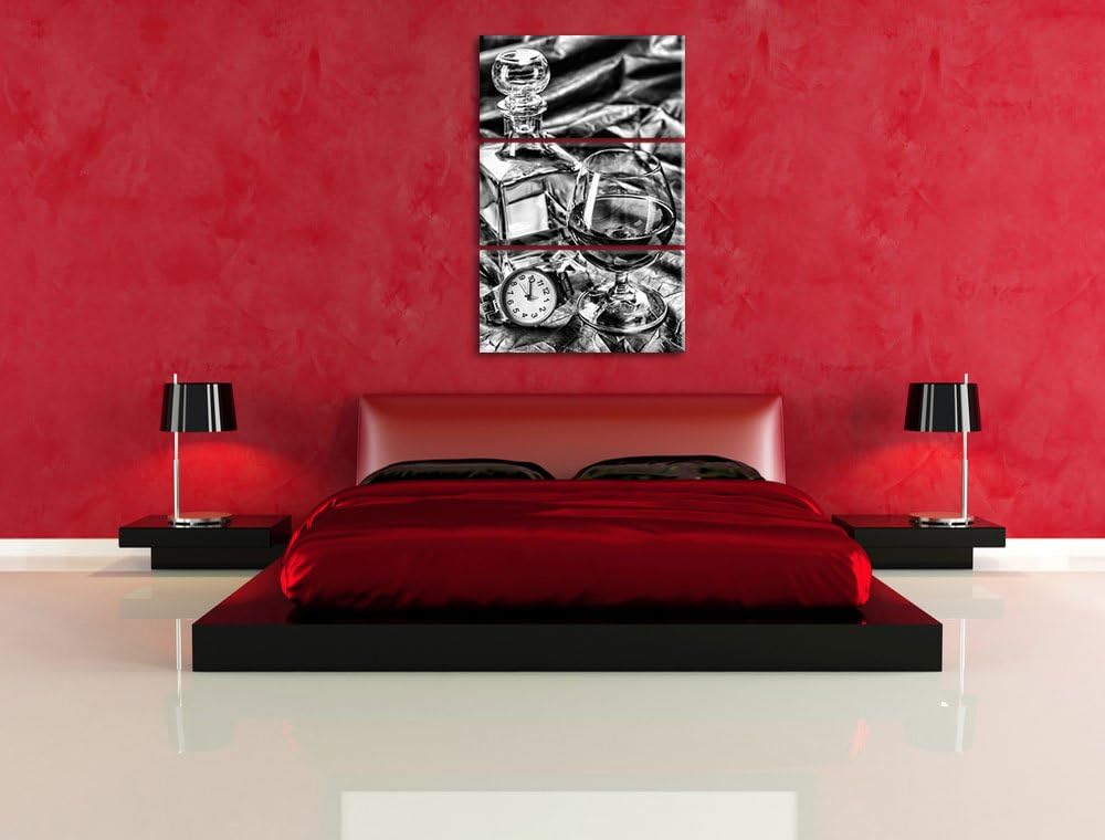 Pixxprint Man Things Whiskey als Leinwandbild/Grösse: 3 Teilig (120x80 cm) cm/Wandbild/Kunstdruck/fe