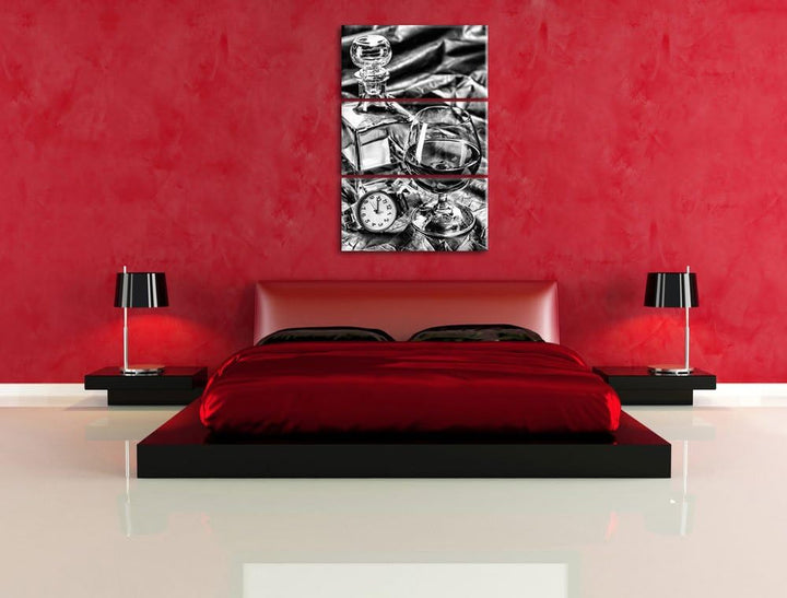 Pixxprint Man Things Whiskey als Leinwandbild/Grösse: 3 Teilig (120x80 cm) cm/Wandbild/Kunstdruck/fe