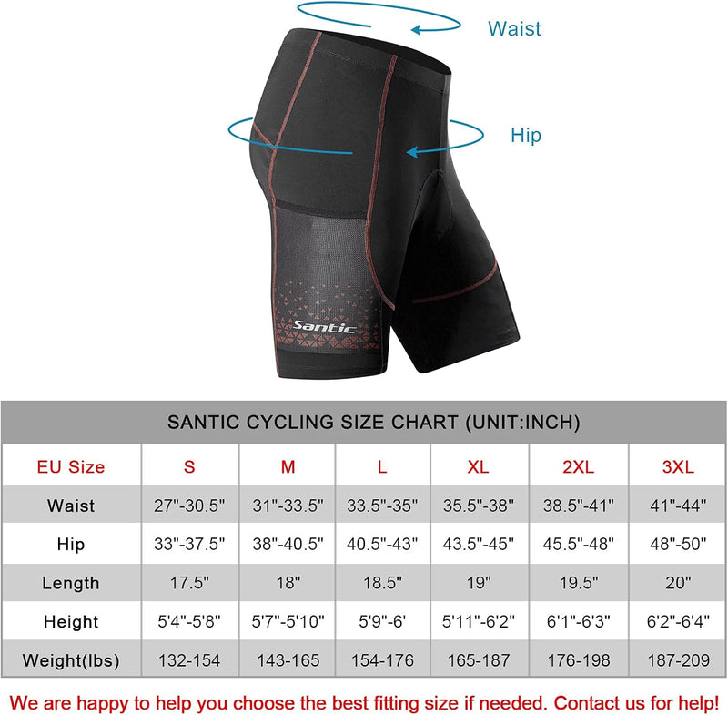 Santic Radlerhose Herren Kurz mit Sitzpolster Radhose Herren Kurz Fahrradhose Herren Gepolstert Rads