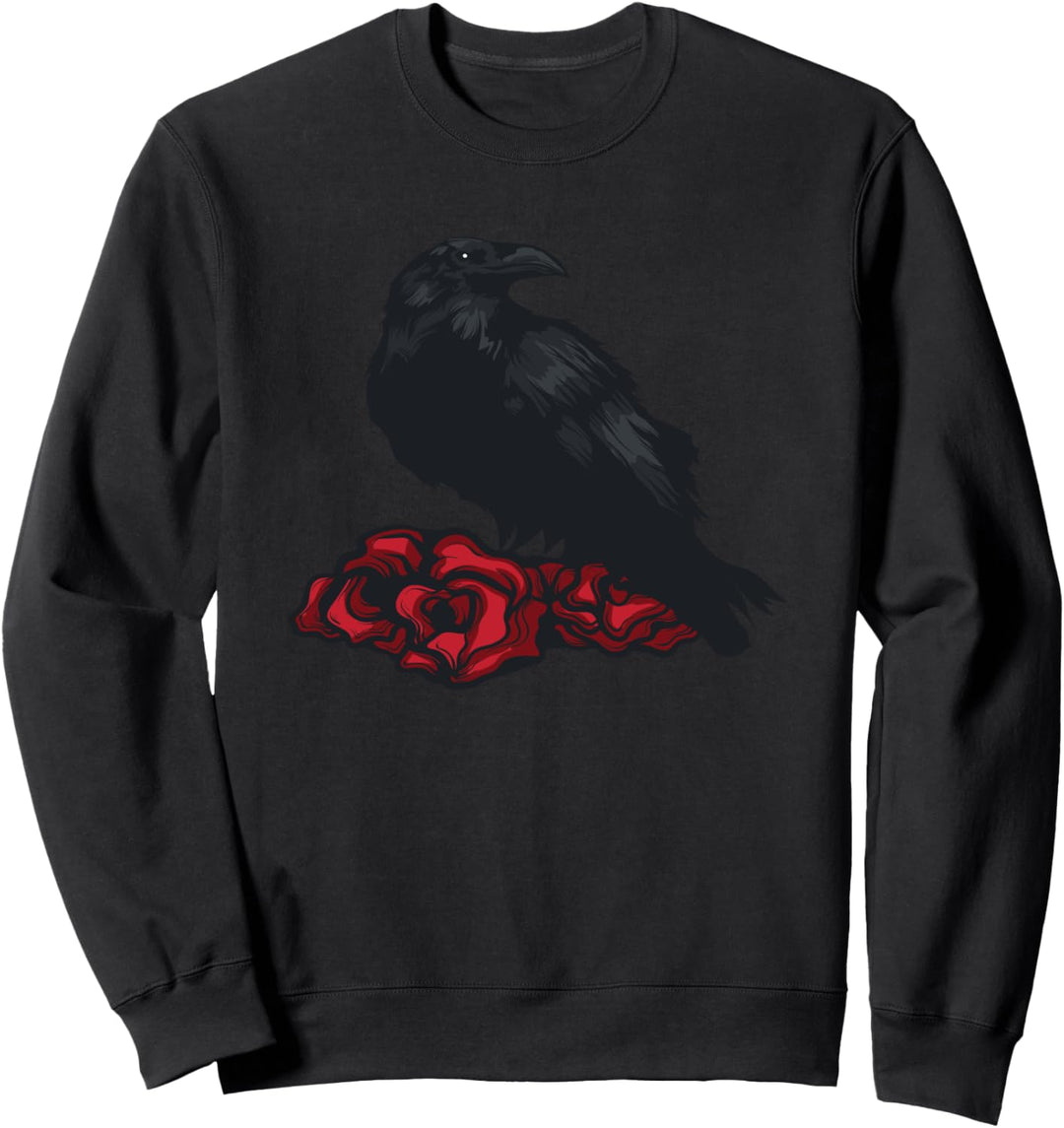 Schwarze Krähe und Rose Geschenk Rabe Sweatshirt