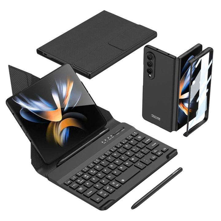 COQUE Samsung Galaxy Z Fold 3 Handyhülle,Handy Büro Tastatur+Touch Stift,Schutzfolie integrierte Han