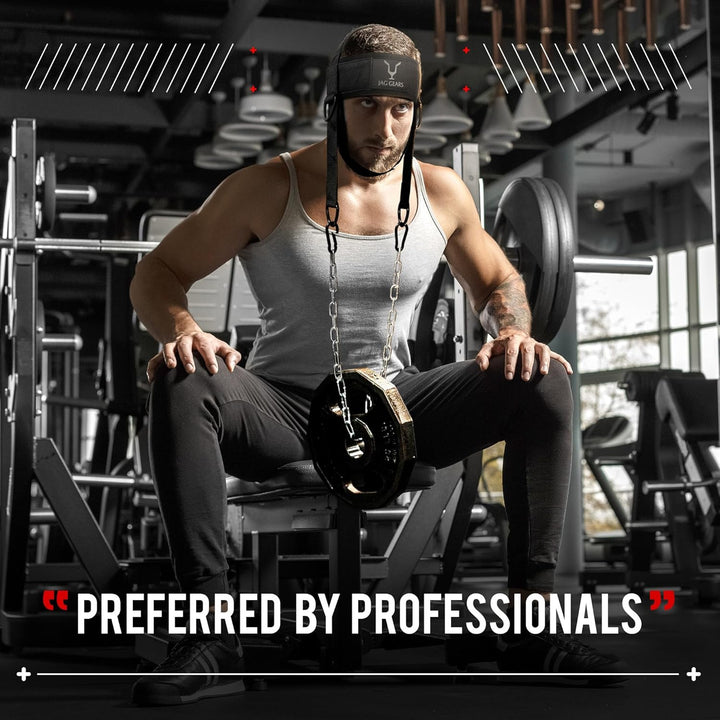 Neck Trainer Neck Training - 7 mm Neoprene Padded Neck Trainer with 110 cm Long Adjustable Steel Cha