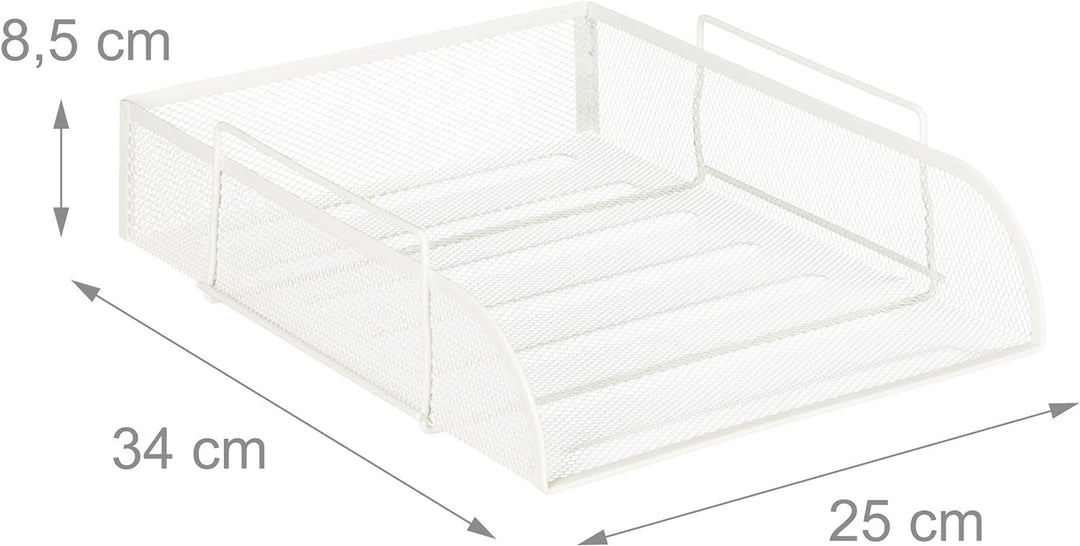 8 x stapelbare Dokumentenablage, für DIN A4, Gitter Design, Briefablage fürs Büro, Metall, B x T: 25