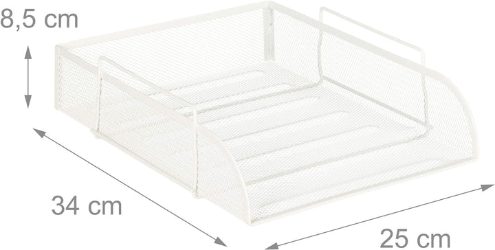 8 x stapelbare Dokumentenablage, für DIN A4, Gitter Design, Briefablage fürs Büro, Metall, B x T: 25