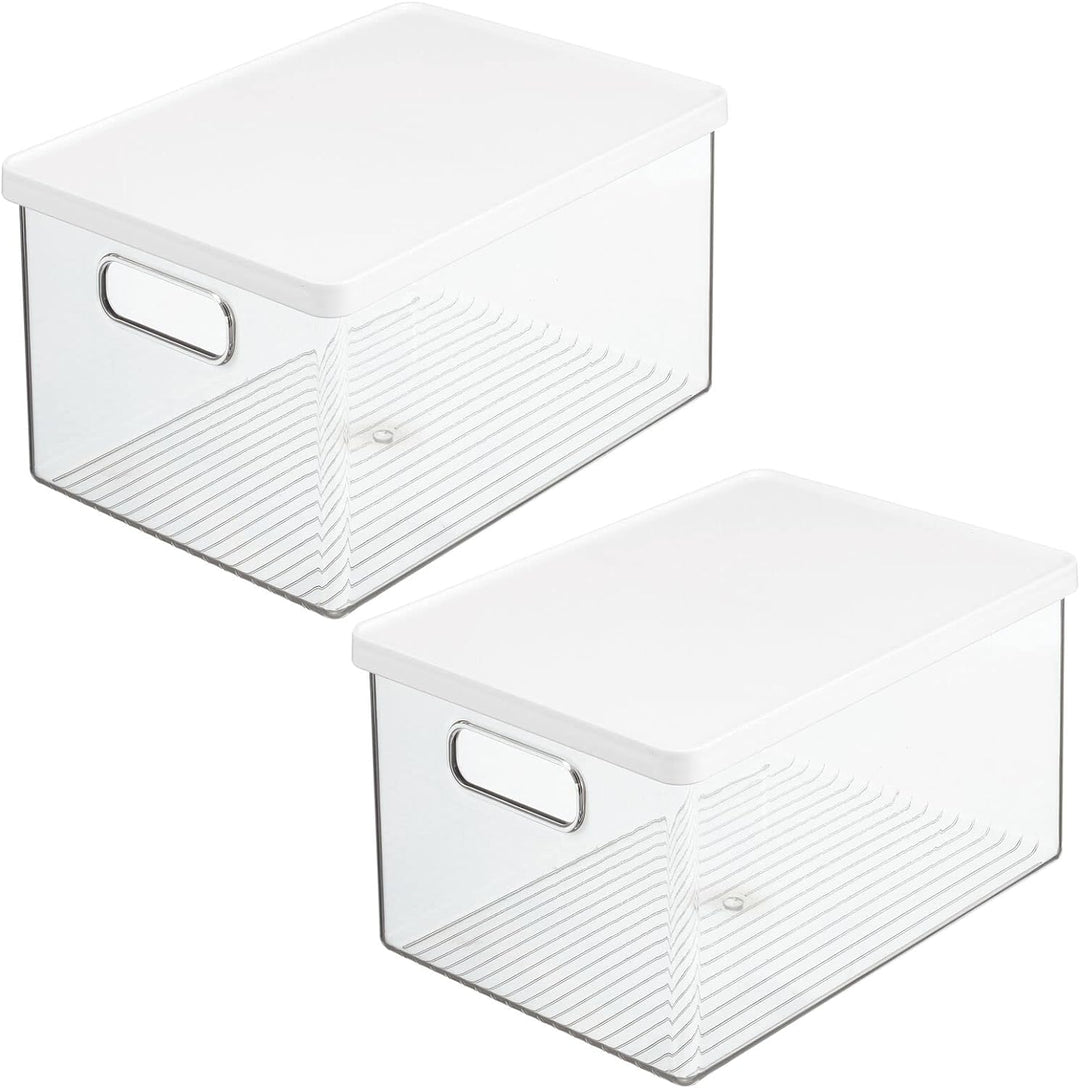 mDesign 2er-Set Schreibtischablage für Stifte, Notizzettel usw. – Aufbewahrungsbox mit Griffen und D