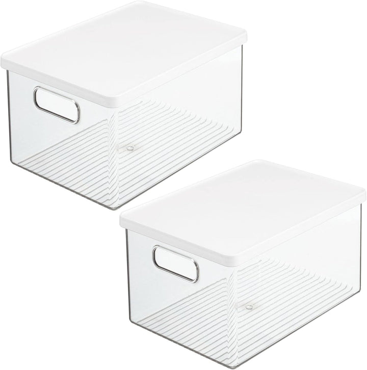 mDesign 2er-Set Schreibtischablage für Stifte, Notizzettel usw. – Aufbewahrungsbox mit Griffen und D