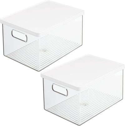 mDesign 2er-Set Schreibtischablage für Stifte, Notizzettel usw. – Aufbewahrungsbox mit Griffen und D