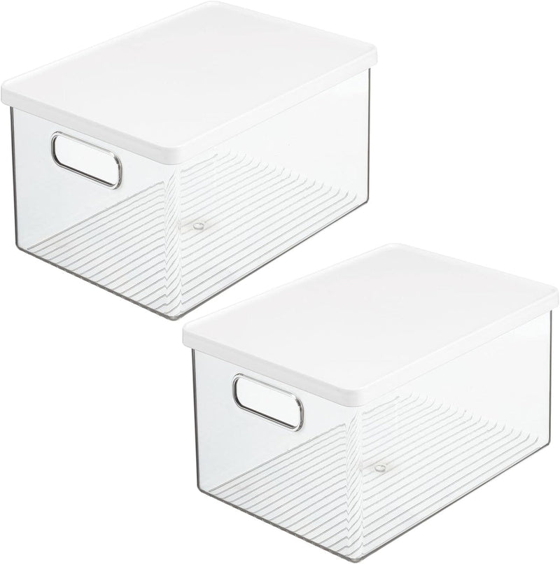 mDesign 2er-Set Schreibtischablage für Stifte, Notizzettel usw. – Aufbewahrungsbox mit Griffen und D