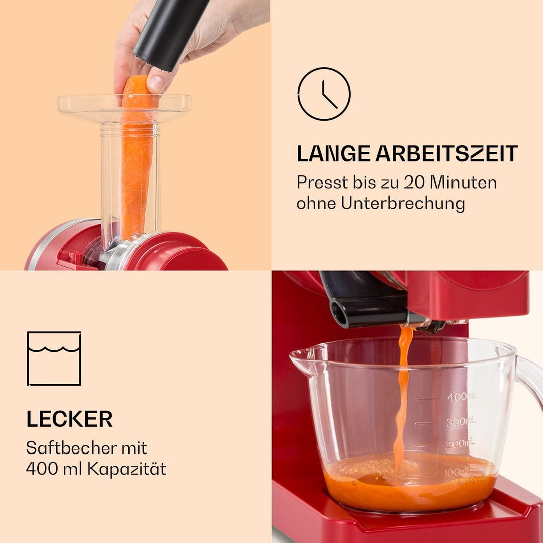 Klarstein Bella Elegance Saftpresse 200 W, Entsafter mit 400 ml, BPA-frei, rutschfester Standfuss, m